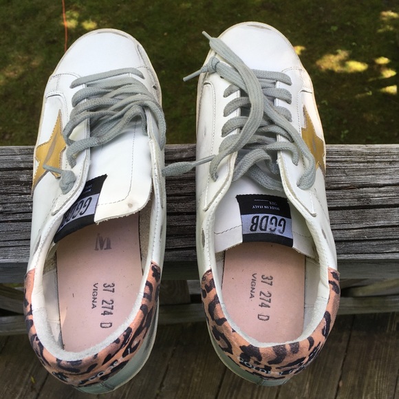 Golden Goose Superstar White/Gold Star/Leopard NIB - Picture 7 of 10